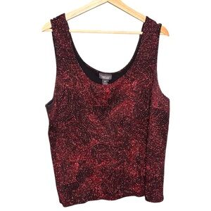Ruby Red Glitter Swirl Tank Top Size 18/20 Dressbarn